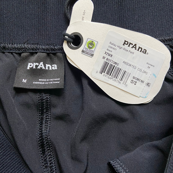 Prana Railay High Rise Pant Women's M Black Relaxed Straight Leg Pull On UPF 50+ - Picture 7 of 13